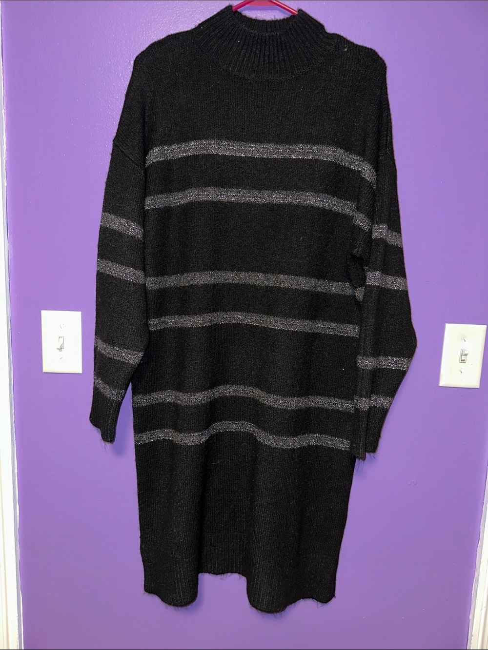 Men's Black Striped Turtleneck Sweater